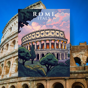 Reise nach Rom Italien Kolosseum im Vintage-Stil Postkarte