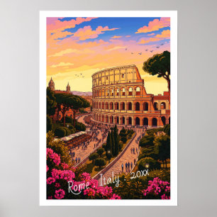 Reise nach Rom Kolosseum Italien Vintage  Poster