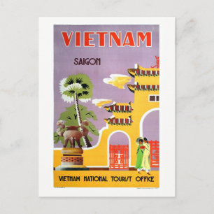 Reise nach Saigon Vietnam im Vintage-Stil Postkarte