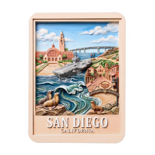 Reise nach San Diego Kalifornien 3D texturierte La Magnet