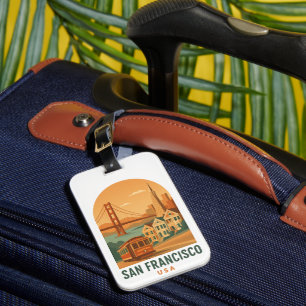 Reise nach San Francisco im Vintage-Stil Gepäckanhänger