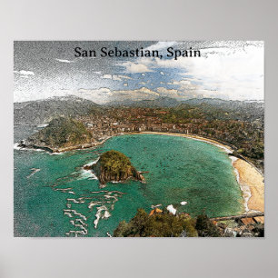 Reise nach San Sebastian Spanien im Vintage-Stil Poster
