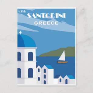 Reise nach Santorin Griechenland im Vintage-Stil Postkarte