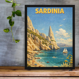 Reise nach Sardinien Vintage Cala Goloritzé Poster