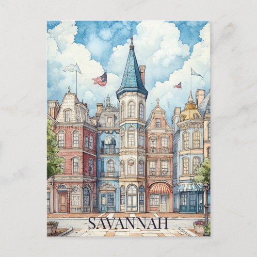 Reise nach Savannah Georgia Postkarte (Vorderseite)
