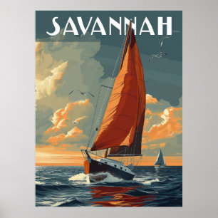 Reise nach Savannah im Vintage-Stil Poster