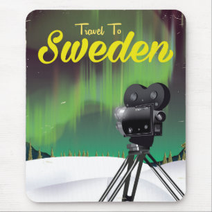 Reise nach Schweden Nordlichter Kamera Poster. Mousepad