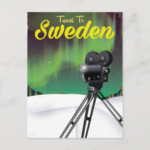 Reise nach Schweden Nordlichter Kamera Poster. Postkarte