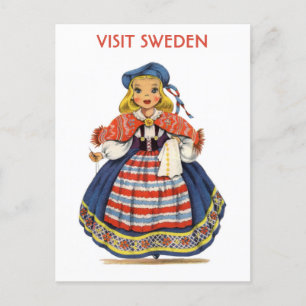 Reise nach Schweden Vintage Schwedische Frau Postkarte