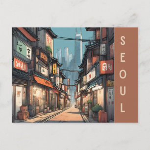 Reise nach Seoul Südkorea asiatische Stadtstraße i Postkarte