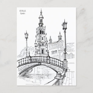 Reise nach Sevilla Spanien im Vintage-Stil, Stadt Postkarte