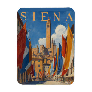 Reise nach Siena Italien im Vintage-Stil Magnet