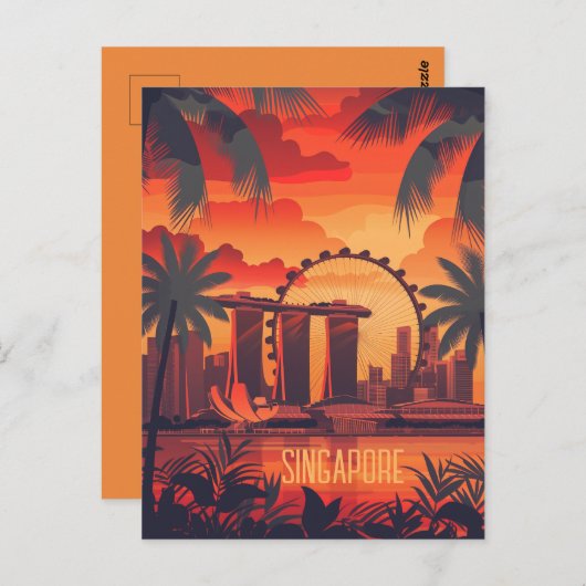 Reise nach Singapur Postkarte (Vorne/Hinten)