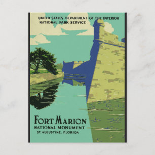 Reise nach St. Augustine Florida Fort Marion Vinta Postkarte