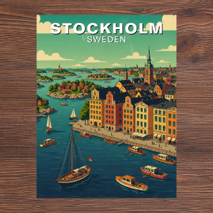 Reise nach Stockholm Schweden Wasserfront Postkarte