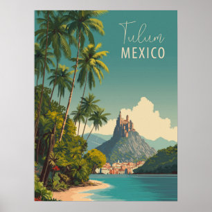 Reise nach Tulum, Mexiko im Vintage-Stil Poster