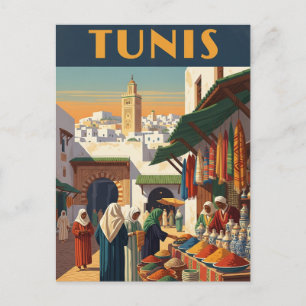 Reise nach Tunis Tunesien Vintage Postkarte