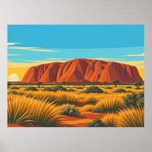 Reise nach Uluru Australien Vintage Poster