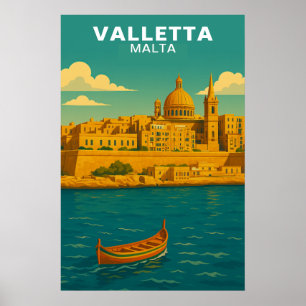 Reise nach Valletta Malta Mittelmeer Vintage Poster