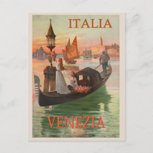 Reise nach Venedig Italien Gondel Vintage Postkarte
