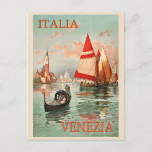Reise nach Venedig Italien Gondelboot Vintage Postkarte