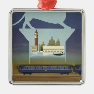 Reise nach Venedig Orient-Express im Vintage-Stil Silbernes Ornament