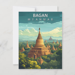 Reise nach Vintage Bagan Myanmar Postkarte