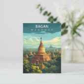 Reise nach Vintage Bagan Myanmar Postkarte (Stehend Vorderseite)