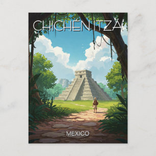 Reise nach Vintage Chichen Itza Mexiko Postkarte