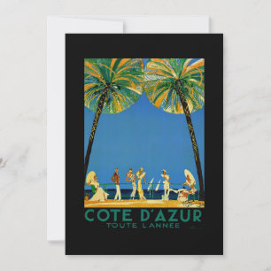 Reise nach Vintage Cote D'Azur Frankreich Feiertagskarte