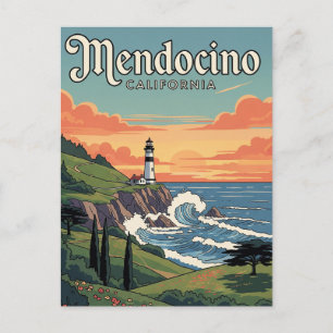 Reise nach Vintage Mendocino Kalifornien Postkarte