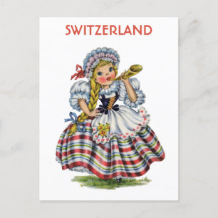Reise nach Vintage Schweiz Schweizer Frau Postkarte