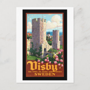 Reise nach Visby Schweden im Vintage-Stil Postkarte