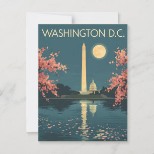 Reise nach Washington D.C. mit Vintage-Kirschblüte Postkarte