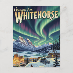 Reise nach Whitehorse Yukon Kanada im Vintage-Stil Postkarte