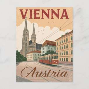 Reise nach Wien im Vintage-Stil Postkarte
