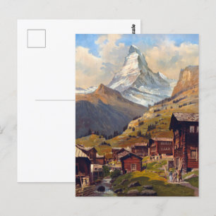 Reise nach Zermatt Schweiz Matterhorn Vintage Postkarte
