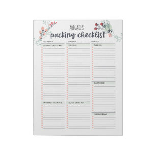Reise Packliste Floral Notizblock