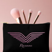 Reise Pilot Flügel Rosa Glitter Süß Benutzerdefini Zubehörtasche
