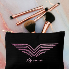 Reise Pilot Flügel Rosa Glitter Süß Benutzerdefini Zubehörtasche