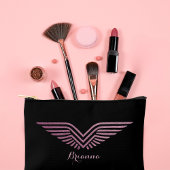 Reise Pilot Flügel Rosa Glitter Süß Benutzerdefini Zubehörtasche