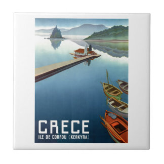 Reise-Plakat 1949 Korfus Griechenland Fliese