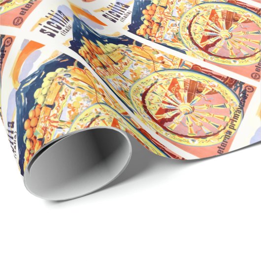 Reise-Plakat-ewiger Frühling 1947 Siziliens Geschenkpapier (Rolleneckpunkt)