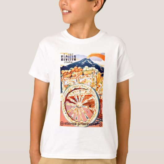 Reise-Plakat-ewiger Frühling 1947 Siziliens T-Shirt (Vorderseite)