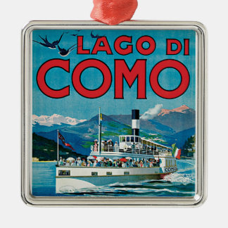 Reise-Plakat Lago Di Como Vintage Silbernes Ornament