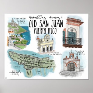 Reise-Plakat: Schlenderndes altes San Juan Puerto Poster