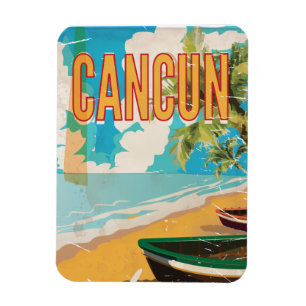 Reise-Plakatdruck Strandes Cancun Mexiko Vintager Magnet