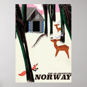 Reise-Plakatlandschaft Norwegens Vintage Poster