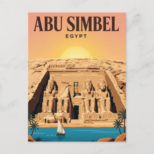 Reise-Postkarte im Vintage-Stil Abu Simbel, Ägyp Postkarte