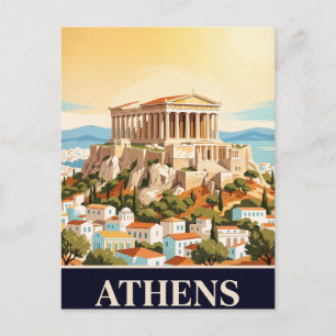 Reise-Postkarte im Vintage-Stil Athen Postkarte